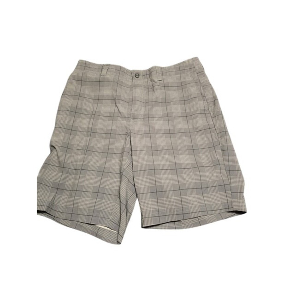 Mens Grey Glen Plaid Golf Shorts Flat Front Casual Summer Bottoms